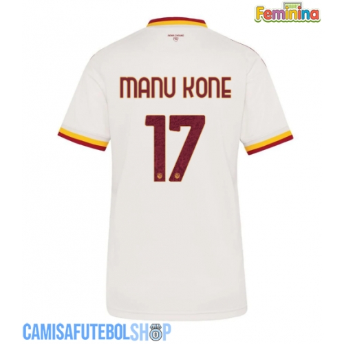Camisa de time de futebol AS Roma Manu Kone #17 Replicas 2º Equipamento Feminina 2026-27 Manga Curta